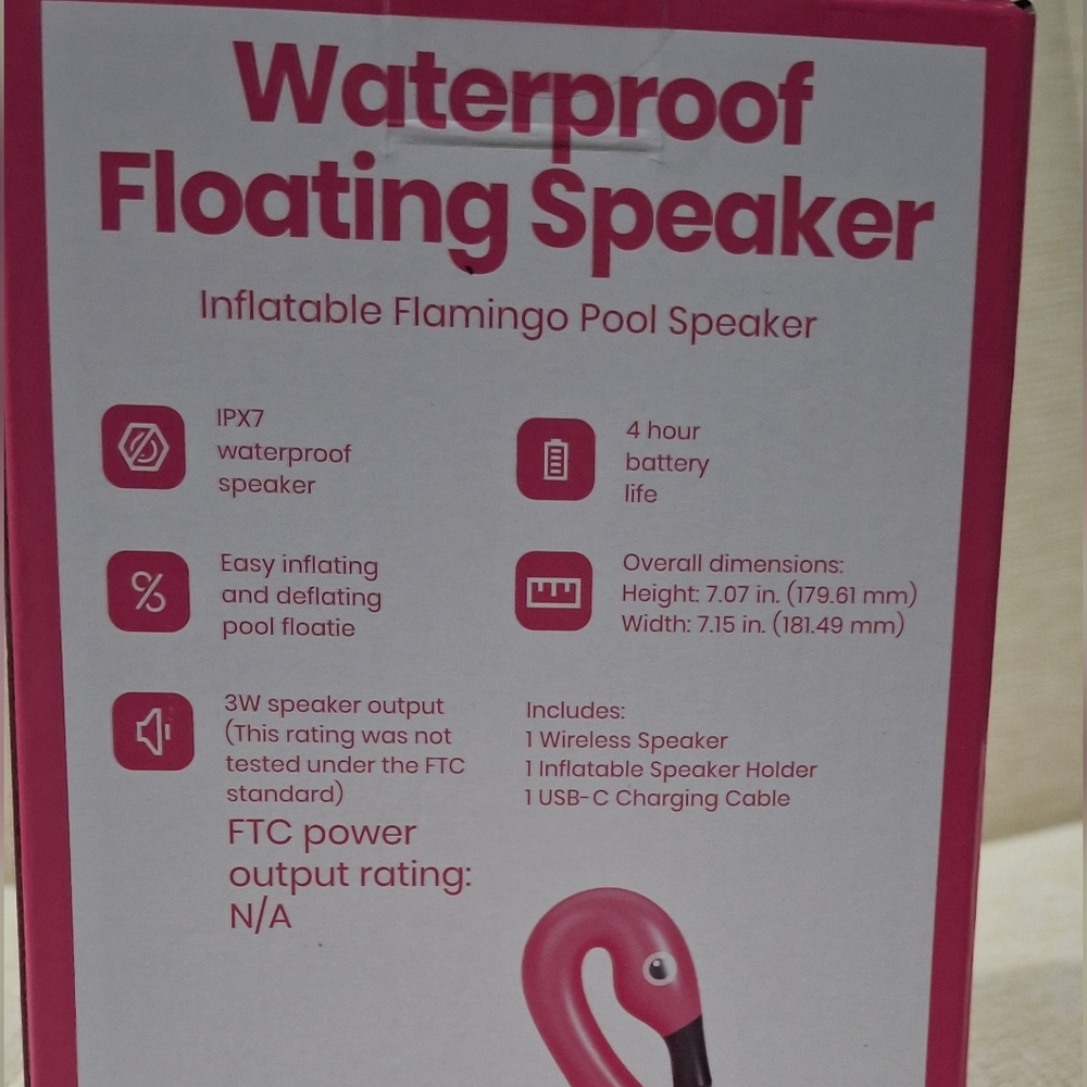 BlueTooth  Pink Flamingo Inflatable Pool Speaker - Picture 2 of 5
